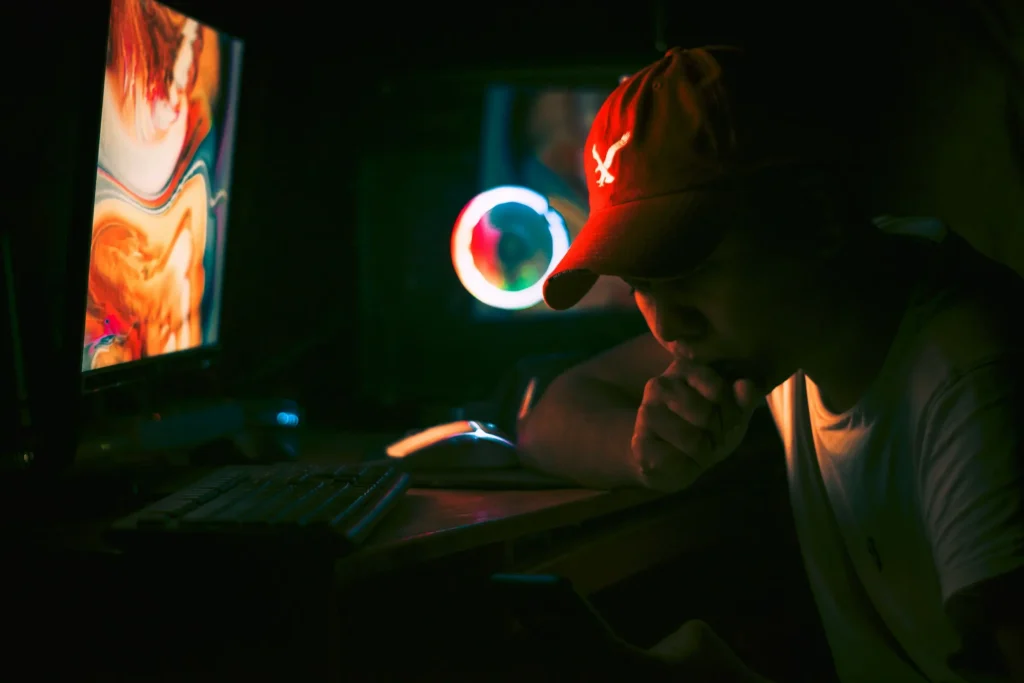 Freelance digital marketer in Kochi-a person thinking and working on website strategy and creative content at a modern workspace