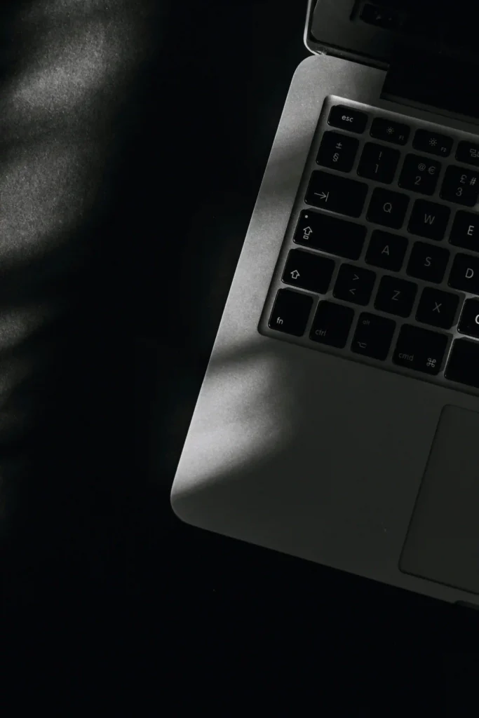 freelance digital marketer of kochi's laptop on a black and white background